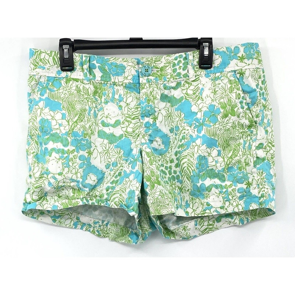 Lilly Pulitzer The Callahan Short 14 Limeade Its A Zoo Print 100% Cotton